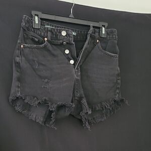 wild fable Black Distressed Frayed Denim Shorts
